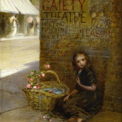 A little girl selling flowers